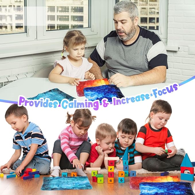 4 Pcs Marble Maze Mat Sensory Fidget Stress Relief Toys Calming Sensory Mat Anxiety Relief Fabric Toys for Teens School Home Reduce Stress(Starry Sky,8.66 x 6.3 in)