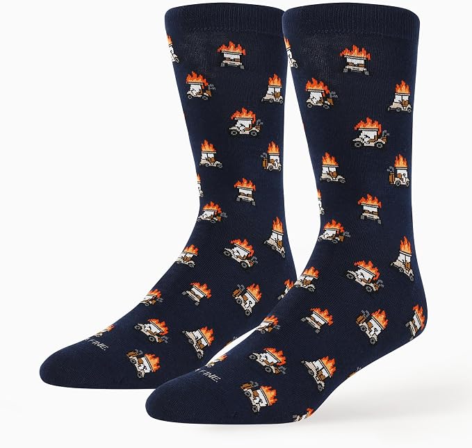 ZEETY Golf Socks – Funny Cart on Fire Novelty Socks, Golf Accessories and Gifts for Men and Women, 1 Pair per Pack, Size 9-13