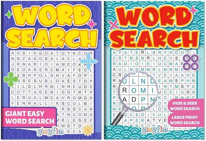 2 Pack Large WordSearch Puzzle Books for Adults Aging Seniors 6.5x9 Inches Word Find Puzzle Books with Large Print Words Activity Book Variety Themes Brain Games and Stress Relief