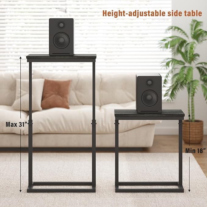TUTOTAK End Table, Side Table, Tall Couch Table, Sofa Table | for Living Room, Bedroom, Grey TB01BY083P