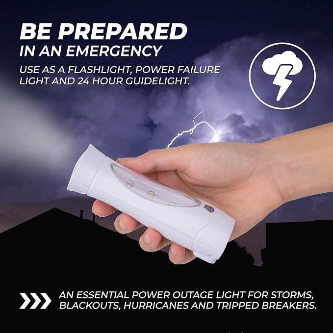Amerelle LED Emergency Lights for Home Power Failure, 6 Pack - Triple Function Power Failure Light and Plug in Flashlight Combo, with Rechargeable Battery - Be Snow Storm & Hurricane Ready (71134)