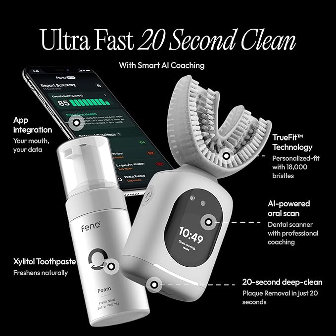 3Pcs Feno Foam Toothpaste with Xylitol & Wild Mint - Fluoride Free Toothpaste for Adults, Gentle on Enamel, Fresh Breath, Ideal for Sensitive Teeth & Travel Oral Care, 3.4 Fl oz