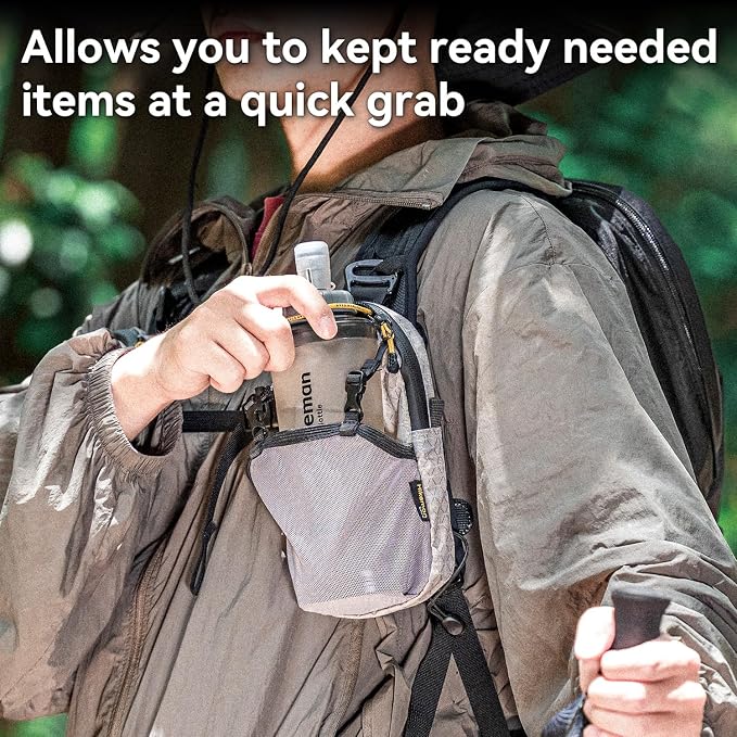 HIKEMAN Backpack Shoulder Strap Pouch - Smartphone Strap Pack,Waterproof Backpack Strap Pocket Attachment Bag for Hikers,Small Crossbody Bag Waist Pack for Sports Hiking Camping(Grey)