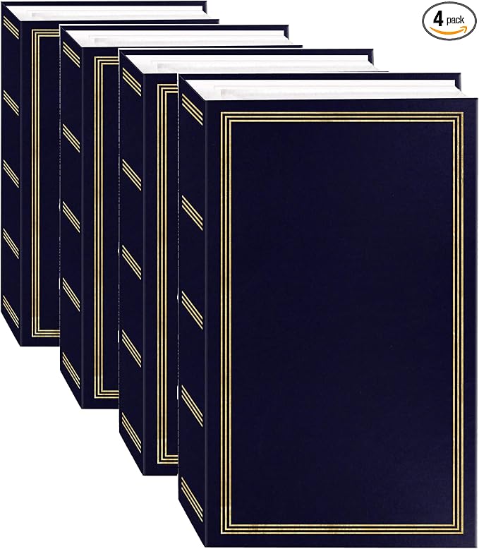 Pioneer Photo Albums STC-504 Navy Blue Photo Album, 504 Pockets 4"x6", (Pack of 4)