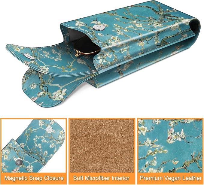 FINTIE Double Glasses Case with Carabiner Hook, Portable Vegan Leather Eyeglass Case Anti-scratch Sunglasses Pouch