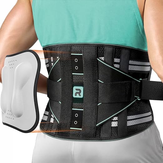 Rakiie Back Brace for Lower Back for Women Men, Elastic Back Support Belt with 8 Stays for Lifting at Work, Breathable Soft Lumbar Support, Blue XL