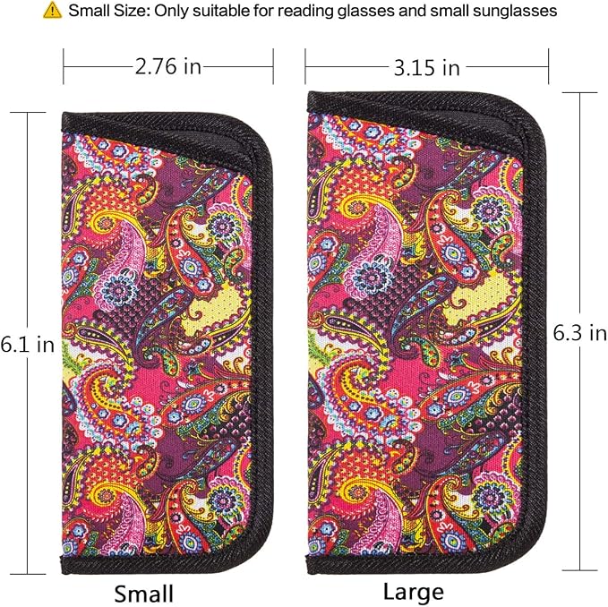 TRIUMPH VISION 3 Pack Reading Glasses Pouch Soft Case Eyeglass Sleeve Slim | Alternative to Bulky Case in bag, Lightweight Lined Padded Protect Optical lens Slip in, Cute Pattern Portable for Daily Use