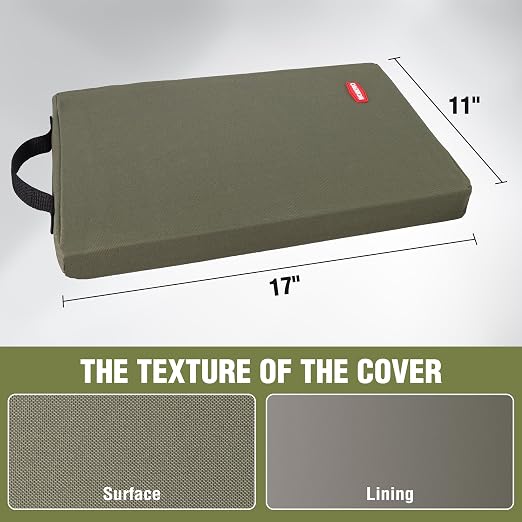 WORKPRO 17" Kneeling Pad with Removable Cover, Green | Soft NBR Foam Cushioning, Large Size, For Gardening, Daily Chores, Workout Supplies