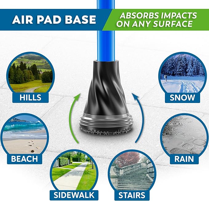 HONEYBULL Walking Cane for Men & Women – Foldable, Adjustable, Lightweight Cane with Air Cushion Tip for Stability & Ergonomic Grip, Heavy Duty Walking Sticks for Seniors