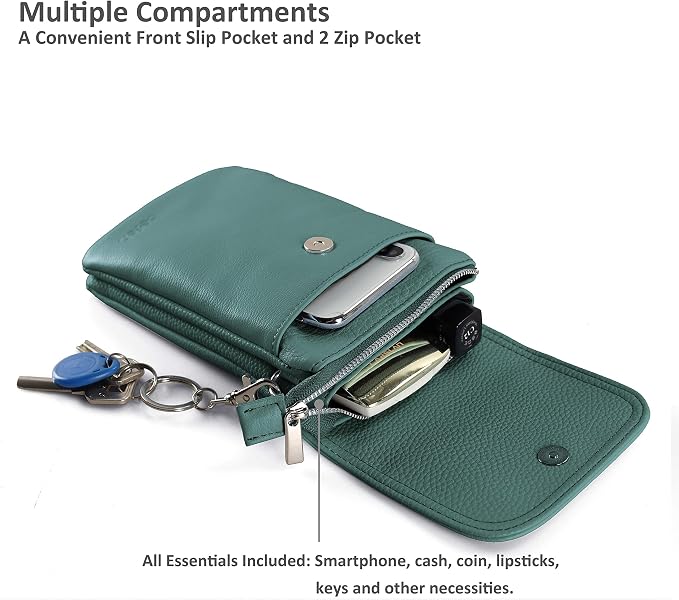 befen Genuine Leather Small Crossbody Bags for Women Cell Phone Travel Bag | Soft Real Leather, Adjustable Shoulder Strap, Card Slots, Compact Size, Daily Travel Shopping Outing Use, Phone Purse