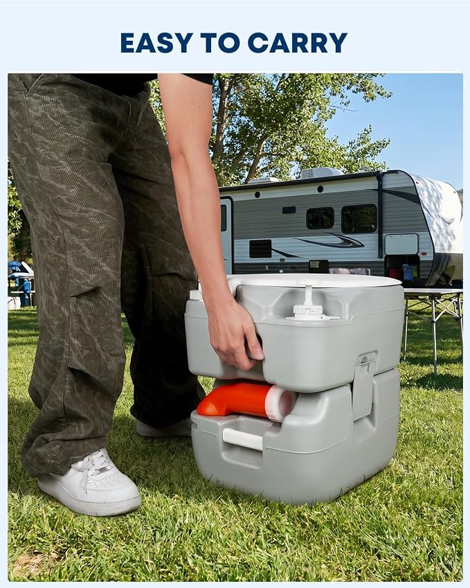 Kohree 5.8 Gal Camping Toilet for Adults with Diagonal Elongated Bowl Seat | Portable Cassette Toilet Leak-Proof with Large Waste Tank, Level Indicator, RV Travel Porta Potty for Boat Trip Home Use