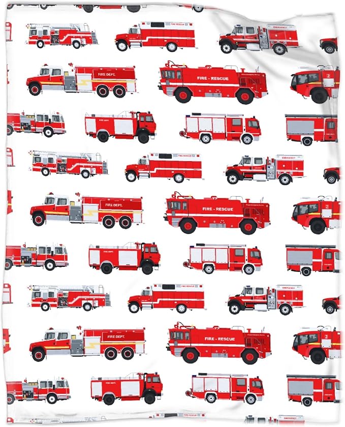 Fire Truck Blanket Gifts for Truck Lover 80 x 60 Inch for Adult,Red Truck Fannel Fleece Throw Blanket Super Soft Throws Blanket for Bed Couch Sofa
