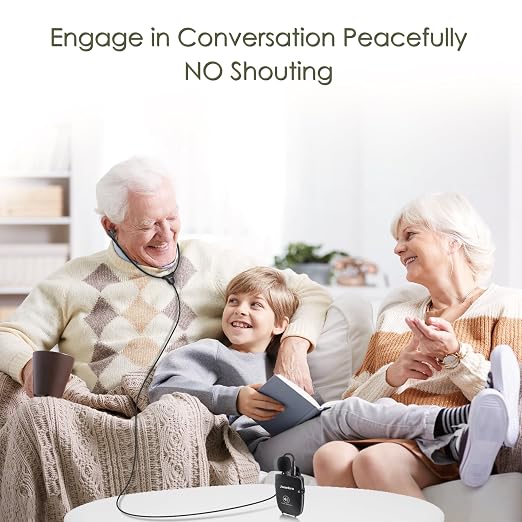 Personal Sound Amplifier for Seniors, Voice Enhancement Devices, Pocket Sound Amplifiers for Elderly People, Adults, 50dB Gain, with Headphones & Earbud, 3 Types Mics, 3 Tone, Volume Control