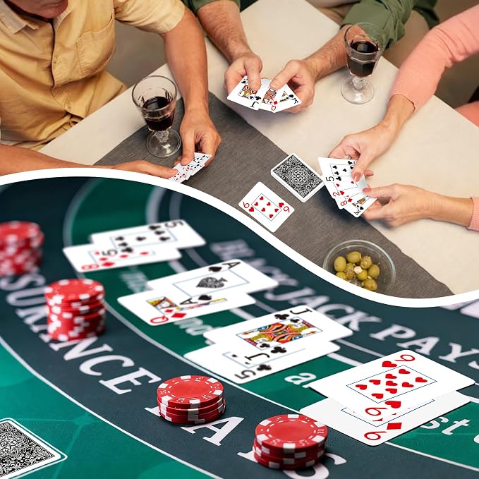 Playing Cards, Deck of Cards, Poker Cards, Jumbo Poker Size Large Print Playing Cards for Adults Seniors, Card Games for Family Game Night Table Games Magic Casino Theme Party (Black)