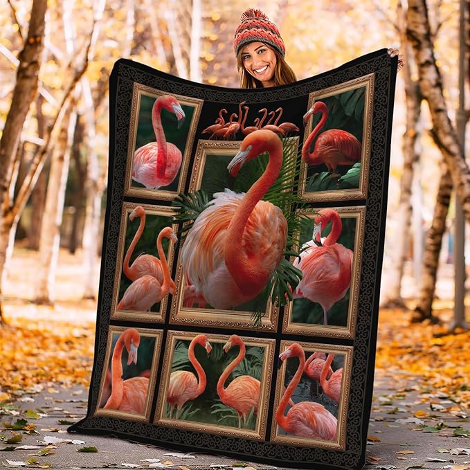 Yibuda Flamingo Blanket Bird Tropical Flannel Plush Throw Blanket Cozy Animal Decor Fleece Stuff Blanket Gifts for Lover Girls Boys Kids Adults Women Bed Travel 60"x80"