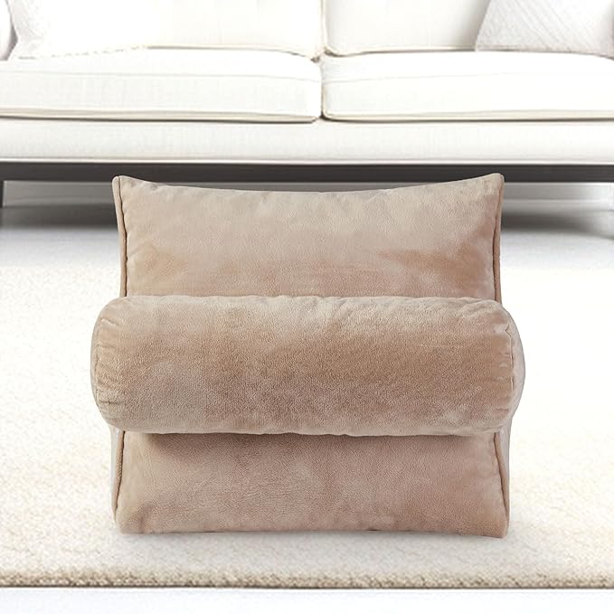 Cheer Collection Reading Wedge Pillow - Adjustable Wedge Reading Pillow with Neck Support, Hollow Fiber-Filled Backrest Pillow for Reading, Gaming, and TV Watching, Taupe