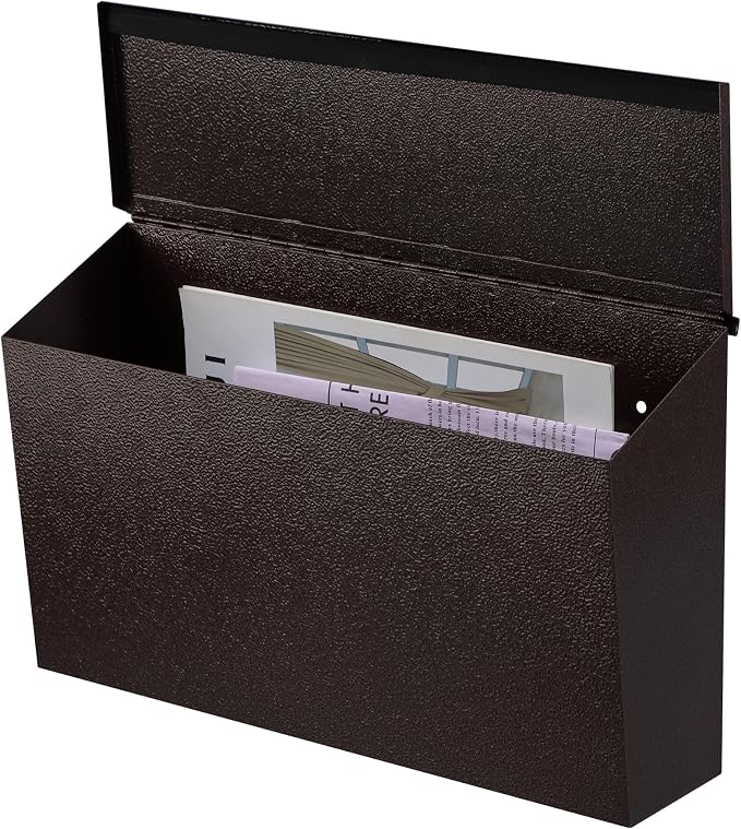 KYODOLED Wall-Mount Mailbox, Large Capacity Mail Box, Galvanized Steel Rust-Proof Metal Post Box, Mailboxes for Outside,15.7"x9.9"x4.9" Bronze