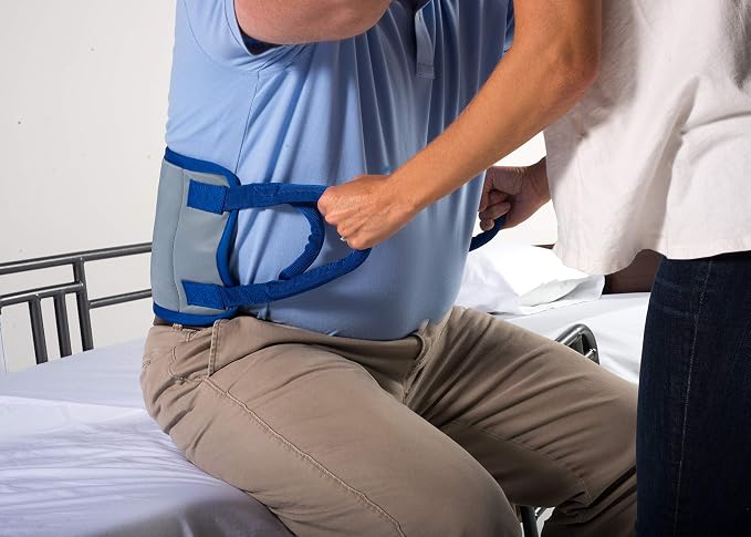 Patient Aid Transfer Sling - Moving Assist Hoist Gait Belt Harness Device with Heavy Duty 400lb Weight Capacity, Padded Handles, Extended Length & Width - 8" x 23.5", Slip-Proof Lining