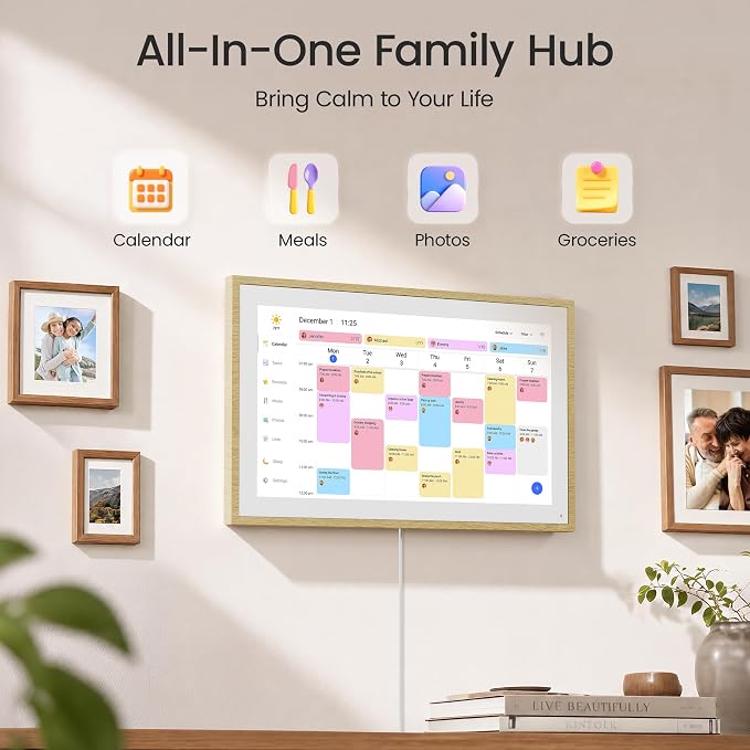 Dragon Touch Digital Calendar 15 inch, Electronic Wall Calendar with Interactive Touch Screen Display for Family Schedule Reminders, Task Rewards, Smart Chort Chart and Digital Picture Frame