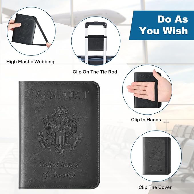 Passport Holder for Travel Essentials, RFID Passport Cover | Rfid Blocking Wallet, Synthetic Leather Case, Vacation Travel Accessories, For Women Men