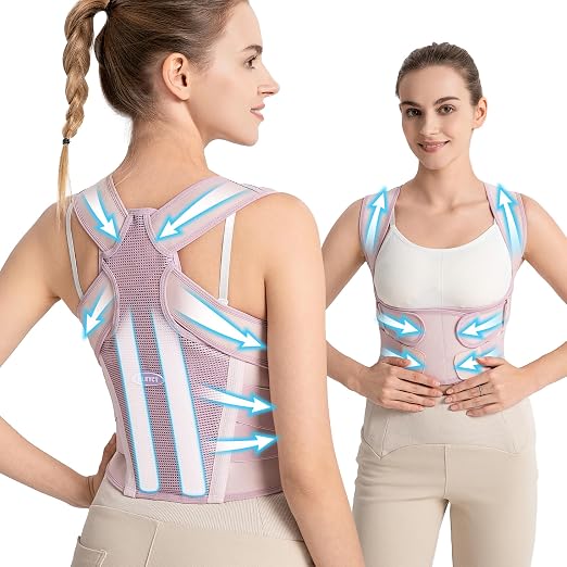 NLNYCT Posture Corrector for Women – 2-in-1 Back Brace with Shoulder Support, Adjustable Full Back Straightener for Upper & Lower Back Pain Relief, Hunchback, Scoliosis & Spine Alignment (X-Large)