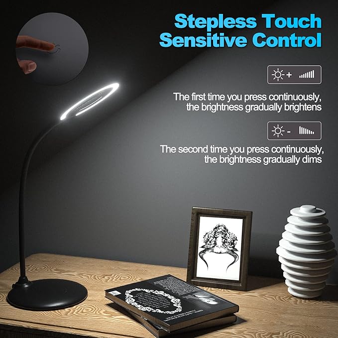 5X Rechargeable Magnifying Glass with Light and Stand, Raweao Dimmable Lighted Magnifying Lamp Glass for Reading, Close Work, Hobbies, Crafts