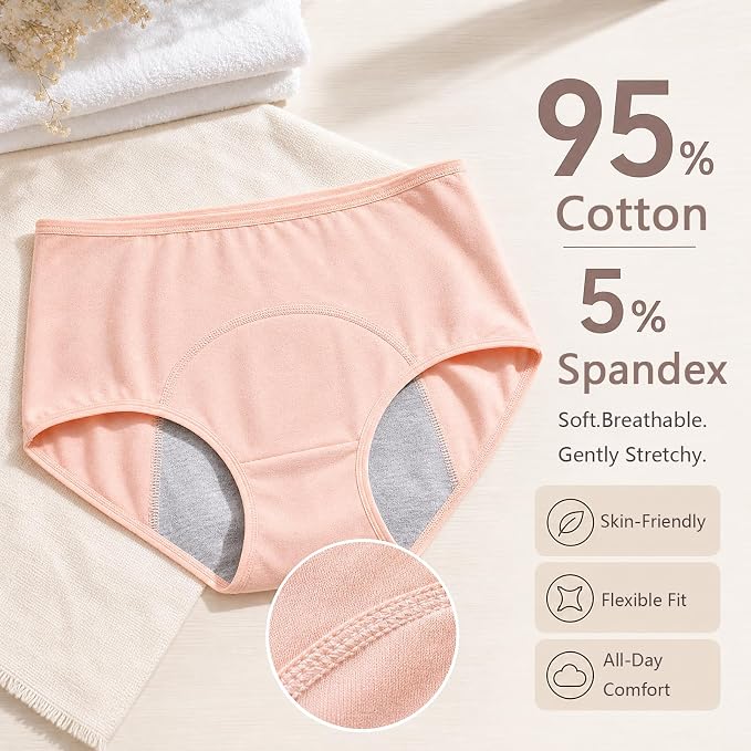 Incontinence Underwear for Women, Reusable Washable Protective Briefs,S | Cotton, Plus Size, Overnight Panties, for Womens Adult Elderly, Multicolored, 6Pcs