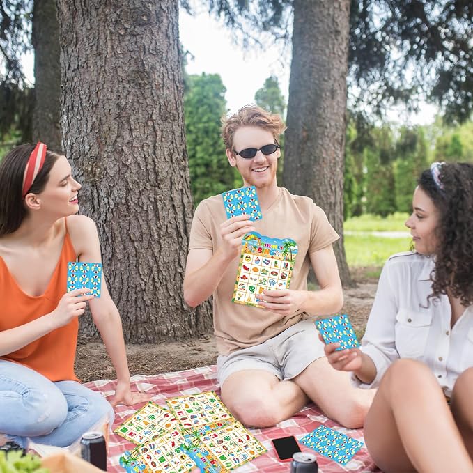 Summer Bingo Cards, 24 Players Beach Party Bingo Game Cards Summer Party Games for Birthday Holiday Party Wedding School Classroom Group Activities Favors Supplies