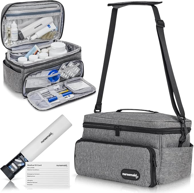 nursemaid Insulated Medication Organizer – Travel Case for Insulin & Medicine, Keeps Meds Cool, Includes ID Card & 7-Day Pill Organizer, Compact & Organized On the Go