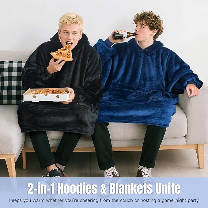 Catalonia Oversized Blanket Hoodie Sweatshirt, Wearable Sherpa Lounging Pullover for Adults Women Men