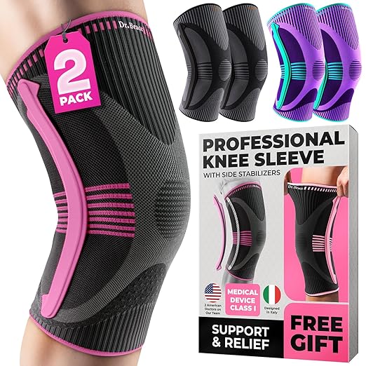 DR. BRACE ELITE Knee Brace with Size Stabilizer (2 Pack) Knee Brace for Women & Men, Workout, Sports, Daily Knee Compression Sleeve for Maximum Knee Pain Support & Fast Recovery (Orion, XXX-Large)