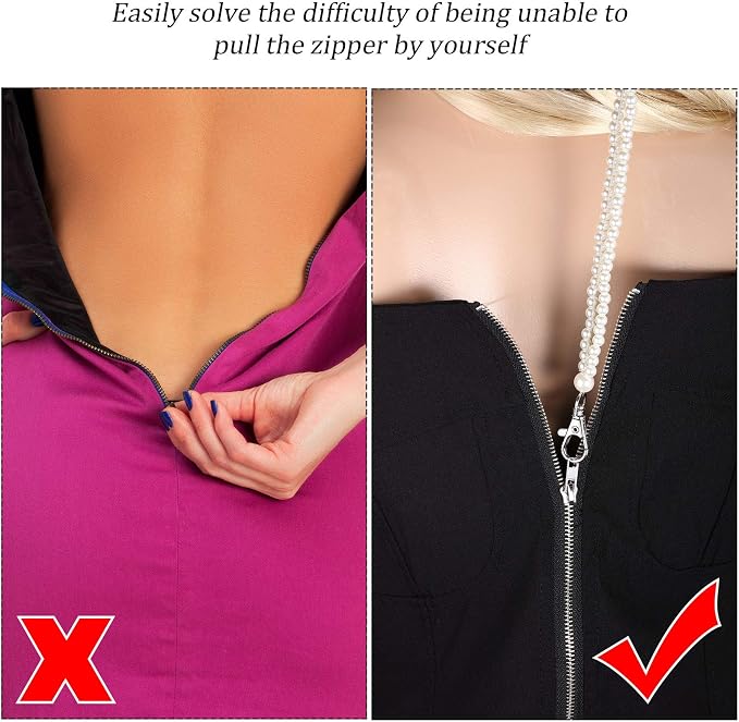 Syhood Zipper Helper Pull for Long Dress Back Zipper Puller Helper Zipping up Down Dress and Boot Yourself Beaded Clothing Assistant Aid Tool with Easy Zip Aid Puller by Yourself