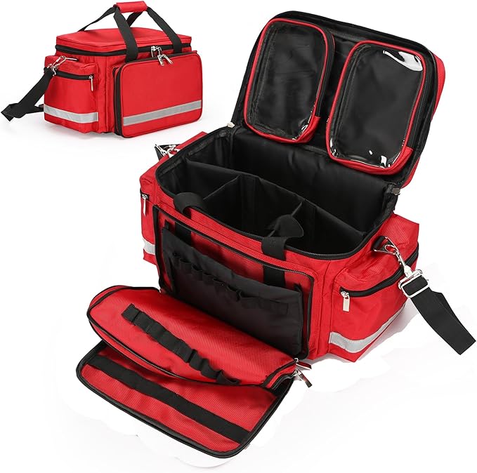 Medical Bag Empty First Aid Bag Home Health Nurse Bag Empty First Aid Storage Bag with Detachable Divider Medical Supplies Emergency Responder Trauma Bag for Nursing Student,Therapist,Doctors