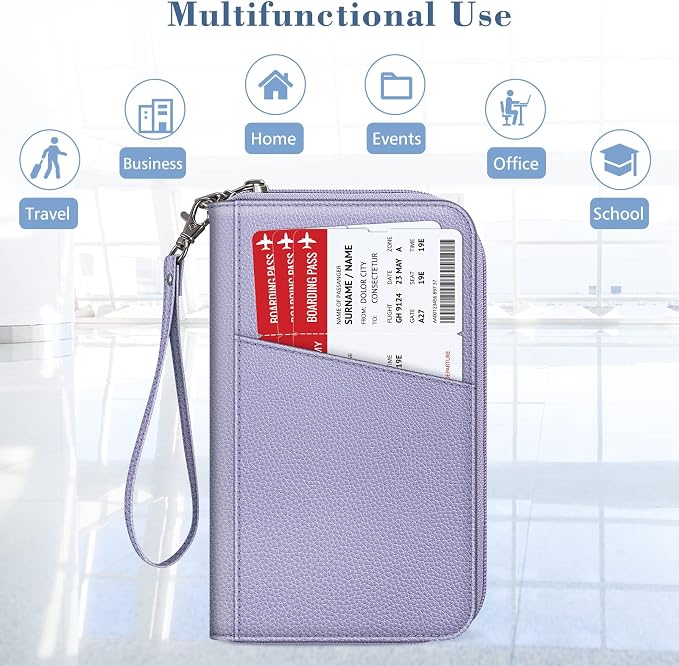 FINTIE Family Passport Holder Wallet Travel Document Organizer Clutch Bag | RFID Blocking Credit Cards Case Cover for Women Men