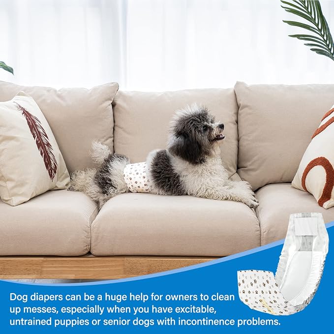 Pet Soft Dog Diapers Male - Disposable Male Dog Wraps Wetness Indicator, Ultra Absorbent Doggie Diapers Comfortable for Incontinence Excitable Urination, 50pcs XSmall