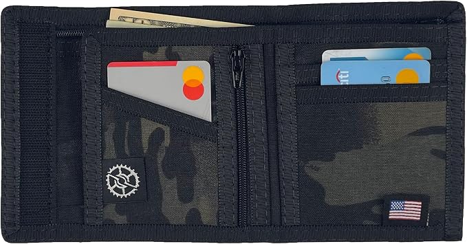 Nylon Billfold Wallet with Zippered Coin Pocket (MultiCam Black Camo)