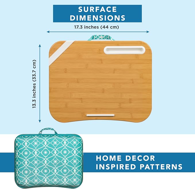 LAPGEAR Designer Lap Desk – Aqua Trellis, 2-Pack with Storage Basket
