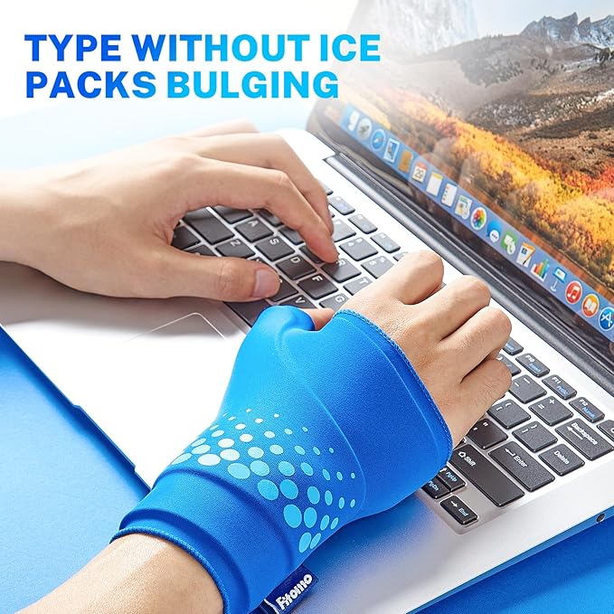 Thumb & Wrist Ice Pack Wrap, Thickened Ice Gel Pad, Ergonomic Fit, Long Lasting Cold & Warm for Carpal Tunnel Relief, Arthritis, Computer Overuse Injuries, Post-Surgery, Post-Workout, Size L/XL