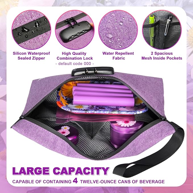 Smell Proof Bag with Combination Lock Large Storage Container Medicine Lock Bag Money Organizer Travel Storage Pouch