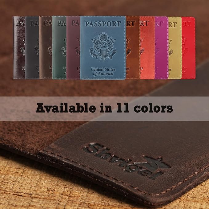US Leather Passport Book Cover - Thin American Travel Passport Holder - Premium International USA Passport Protector Case for Women Men (Maroon Vintage)