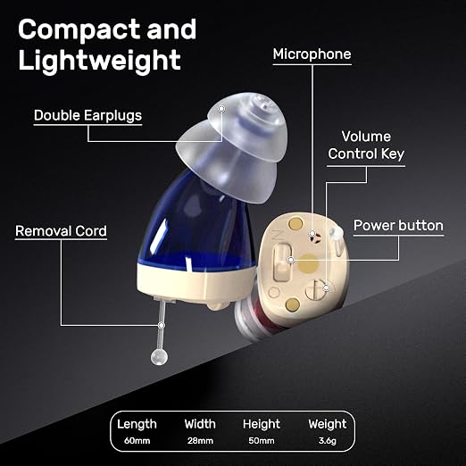 NOVAHEAR Rechargeable In-Ear OTC Hearing Aids for Seniors - Invisible Mini Hearing Amplifiers - Digital Hearing Devices with Portable Charging Case for Adults