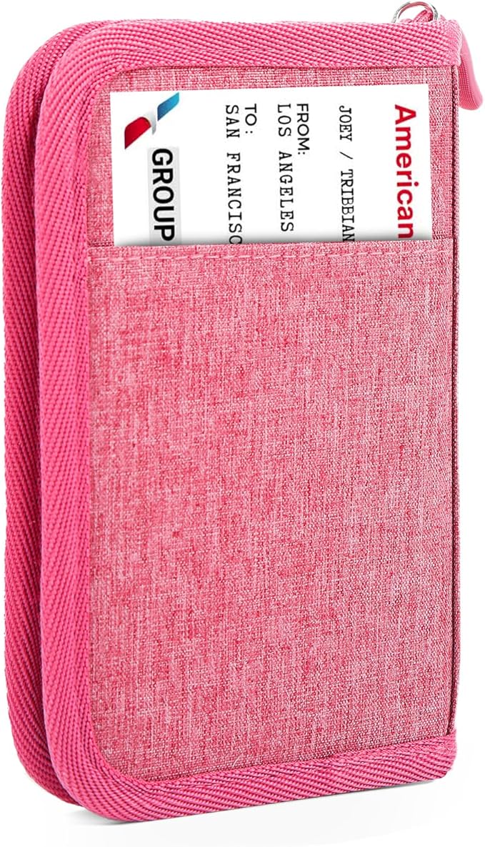 Single Passport Holder for Travel, RFID Travel Document Organizer for Women Waterproof Passport Wallet Men Portable Case for Cards, Boarding Pass, ID, Money, Tickets with Zipper