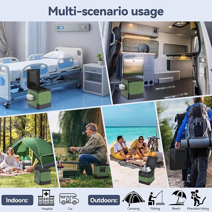 Portable Folding Camping Toilet, Compact Collapsible Outdoor Commode Potty