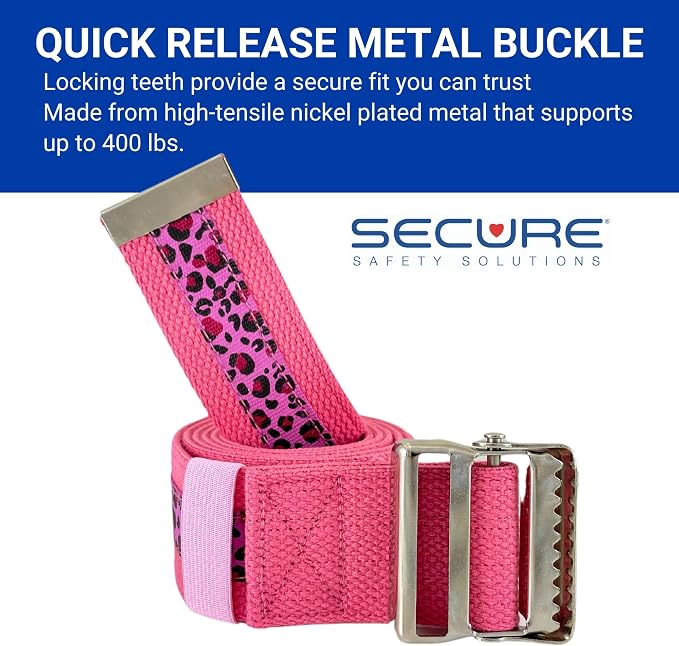 Secure Gait Belt for Seniors with Metal Buckle - Transfer and Walking Standing Aid Elderly, Physical Therapy, Nurses