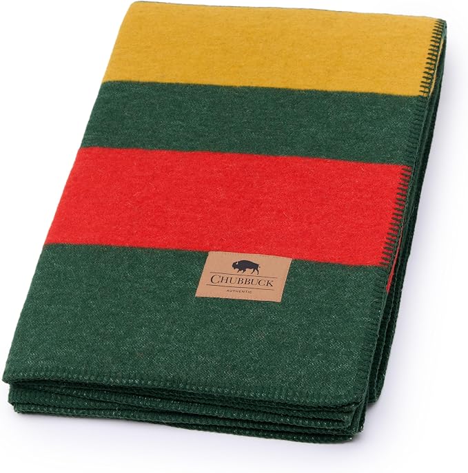 Chubbuck 100% Wool Blanket Camping (60" x 84") - Large Warm Blankets for Camping, Emergency, Outdoor Concerts and Home Use - Fire Retardant Blanket, Soft and Warm Blankets for Winter (Windsor)