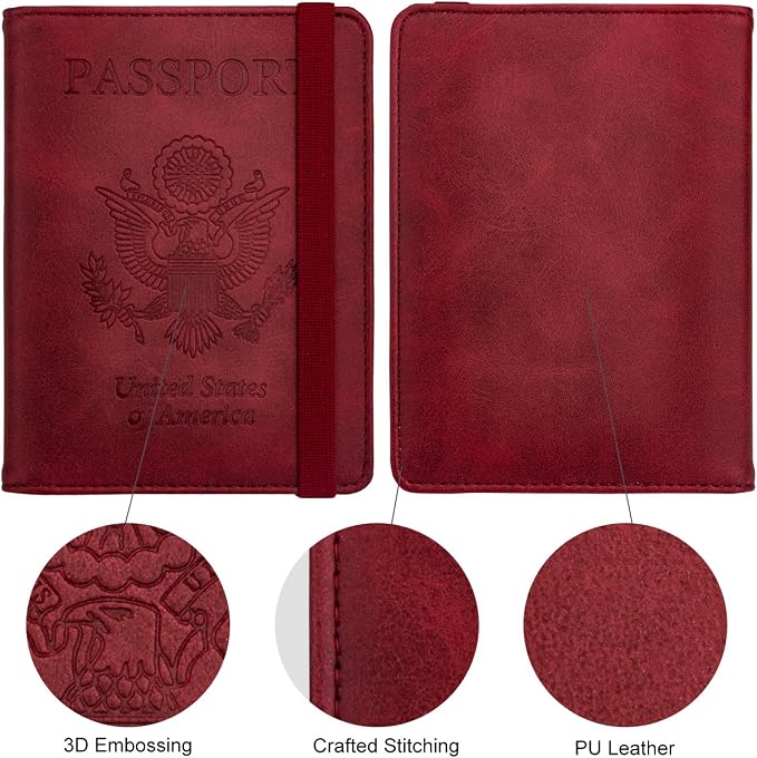 WALNEW Passport Holder for Travel, RFID Passport Cover Wallet for Women Men, PU Leather Passport Book Card Holder Case with Pen, Travelling Essentials for Flying | PU Leather Passport Cover Case with Pen Holder, Travel Must Haves Accessories, Passport ...