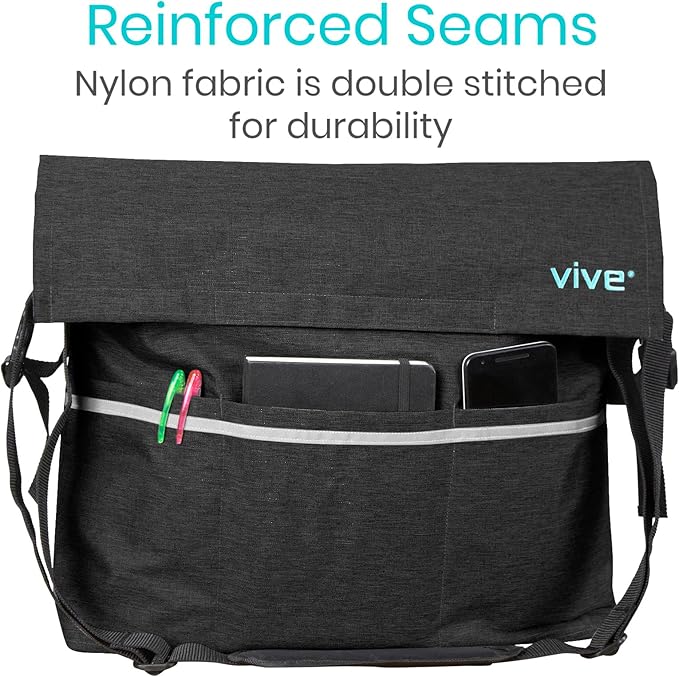 Vive XL Wheelchair Accessories Bag - Waterproof, Scratch-Resistant, Double-Stitched, Machine Washable for Adults, Seniors, 15 Colors - Storage Walker Backpack to Hang on Back