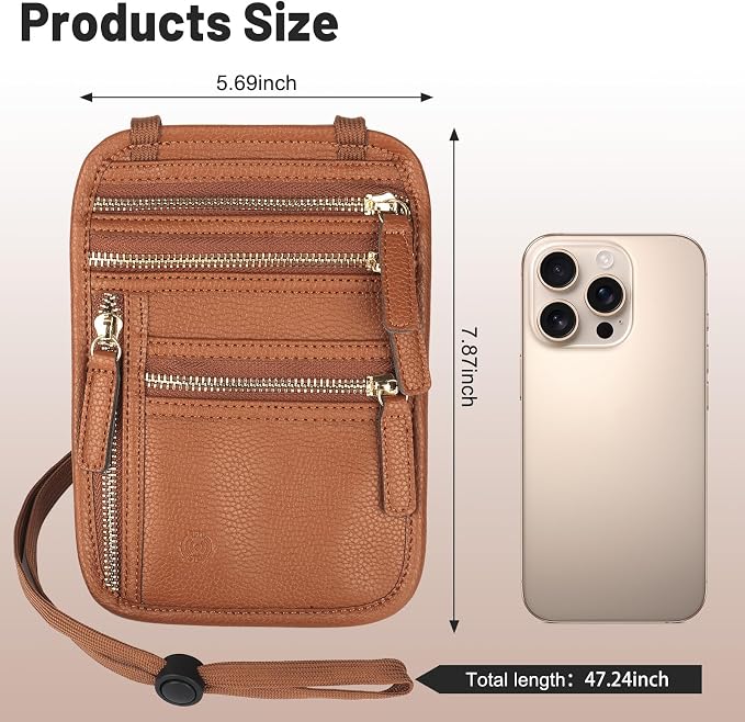 Neck Wallet for Traveling Women Men, RFID Blocking Leather Travel Pouch | Passport Holder, Family Travel Document Organizer Passport Wallets,International Travel Must Haves Travel Accessories