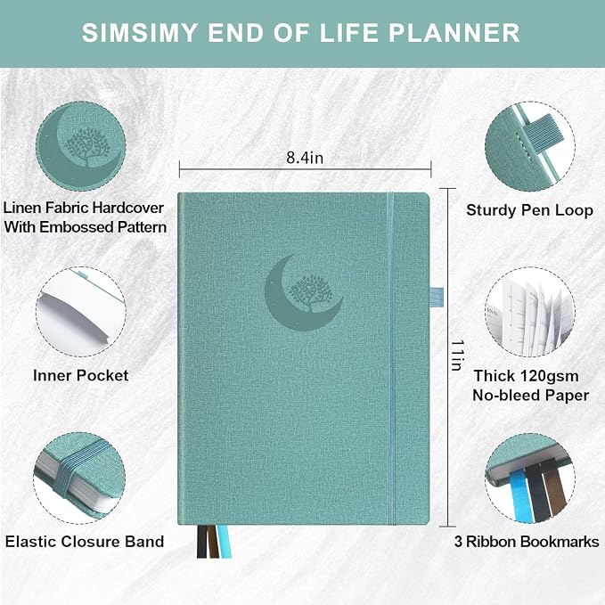 End of Life Planner, Guided Estate Planning Organizer Notebook, Final Arrangements Organizer for Beneficiary, Will Preparation, Last Wishes & Funeral Planning, In Case of Death Organizer, 8.4x11"