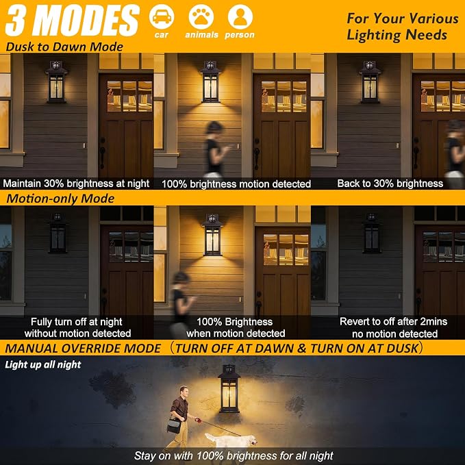 Motion Sensor Outdoor Lights Bronze 2 Pack Dusk till Dawn Outdoor Lighting | Outdoor Porch Lights Light Fixtures Bronze Dusk till Dawn Exterior Lights Outdoor, Exterior Lights for House, Garage, Door